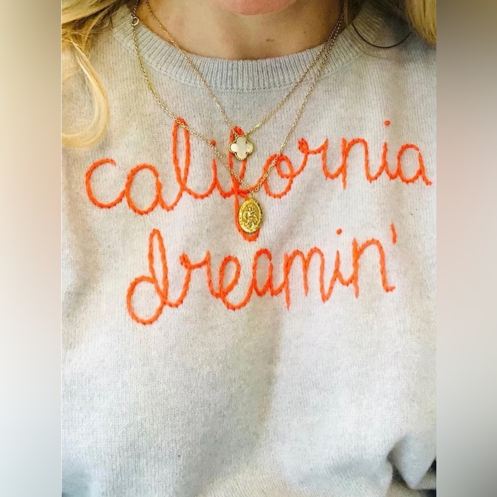 Lingua Franca California Dreamin' Pink Cashmere Crewneck Sweater XS - Picture 5 of 5
